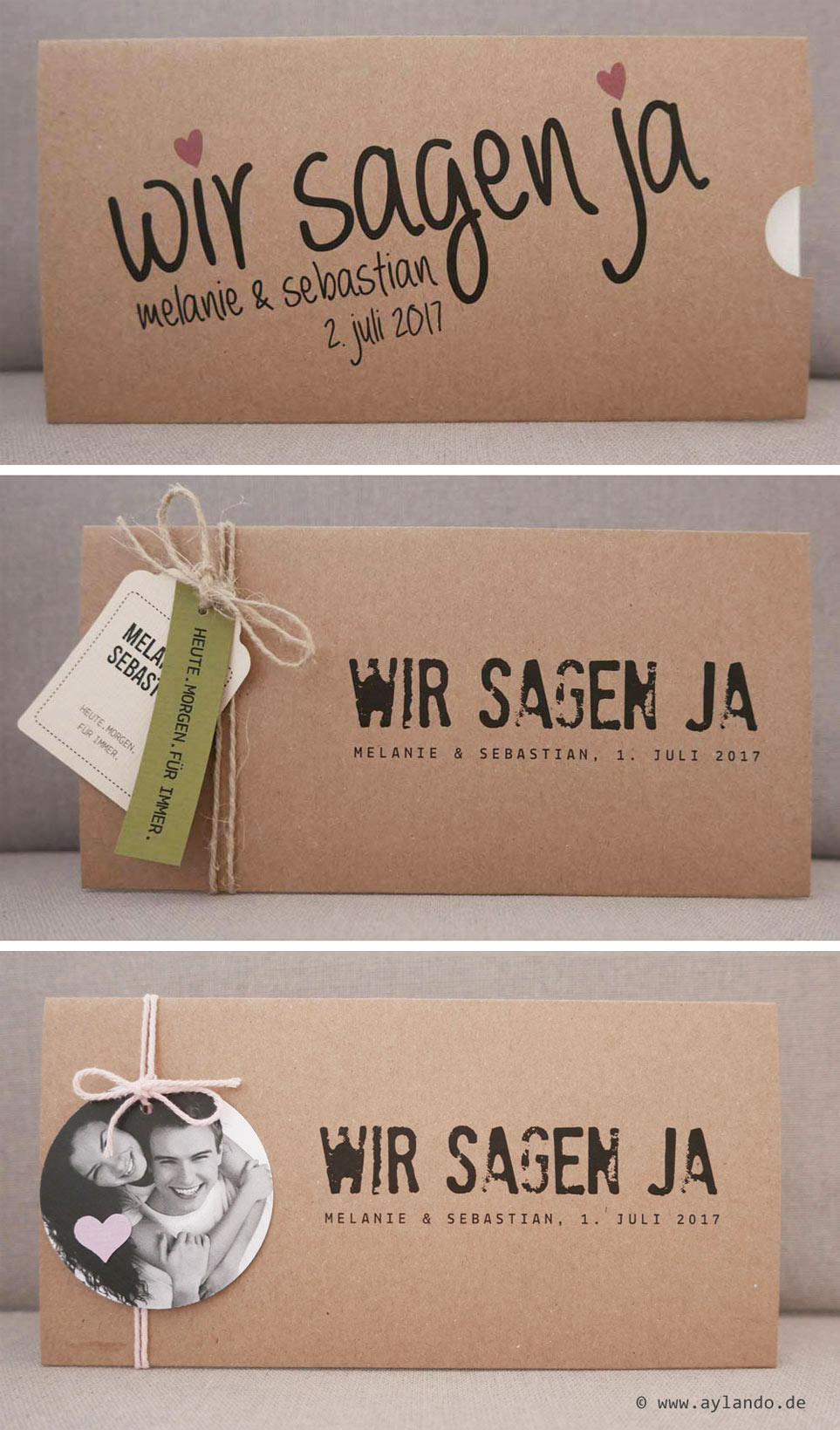 Hochzeitskarten aus Kraftpapier Hochzeitskarten aus Kraftpapier