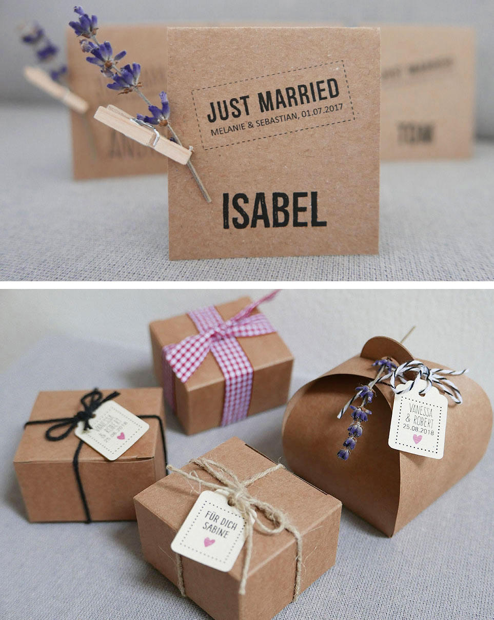 Hochzeitskarten Platzkarten aus Kraftpapier