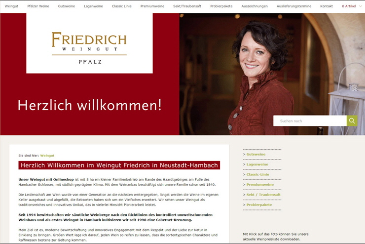 Erstellung Homepage Weingut in Neustadt-Hambach