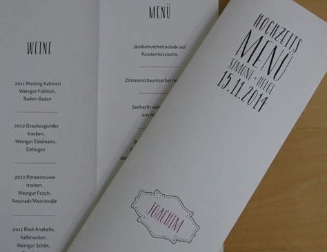 Menükarte Hochzeit LOFTY